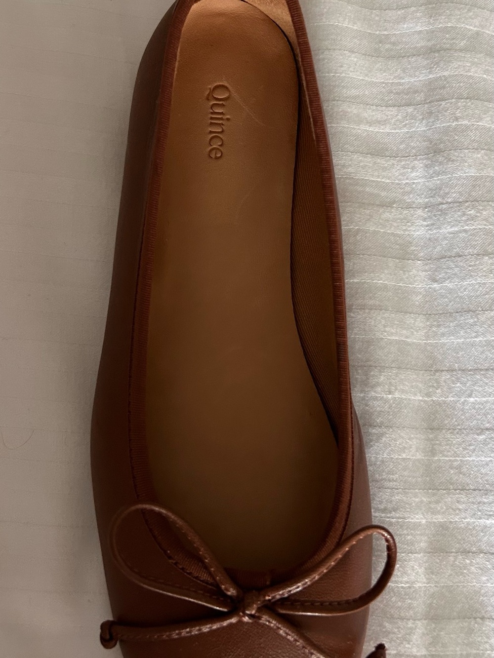 Quince Brown Leather Ballet Flats Women Minimalist Shoes Size 6 - Picture 4 of 6